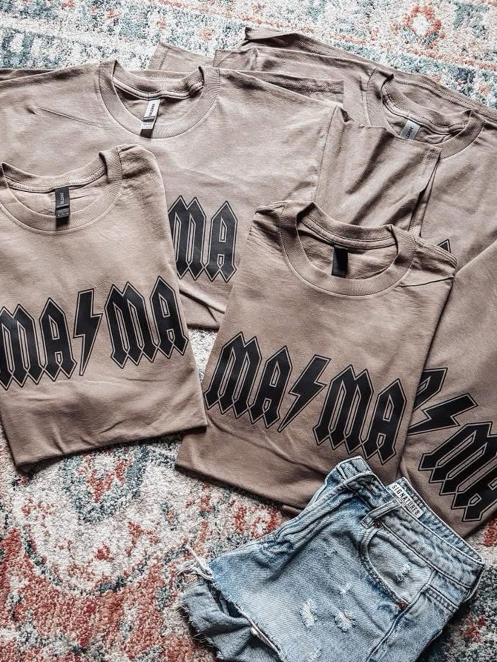 Lightning Bolt Mama Graphic Tee for Women - Brown